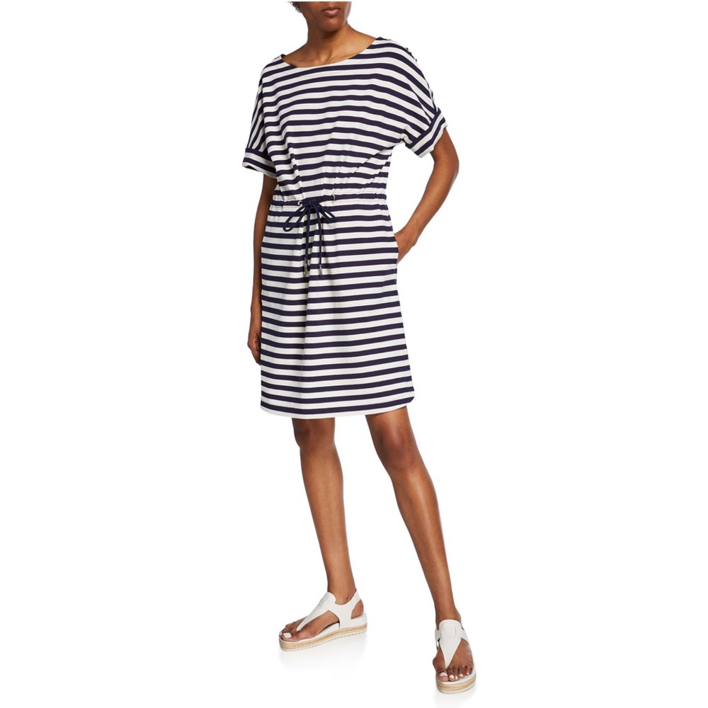 EUC Lafayette 148 New York Striped Drawcord Dress